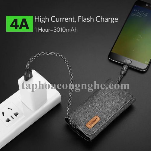 Ugreen 50380 0.5M màu Đen Cáp sạc truyền dữ liệu USB 2.0 sang MICRO USB 4A võ hợp kim kẽm US271 30050380